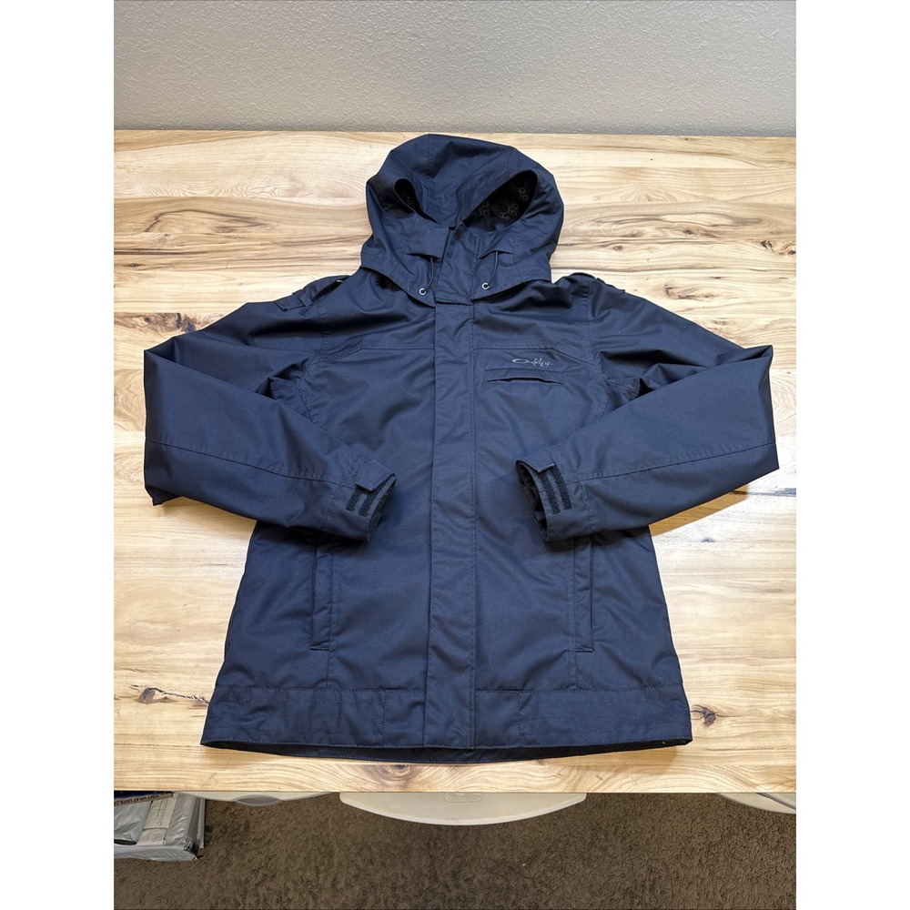 Oakley Hooded Snowboard Coat Jacket Mens Size Medium Regular Fit Full Zip Black
